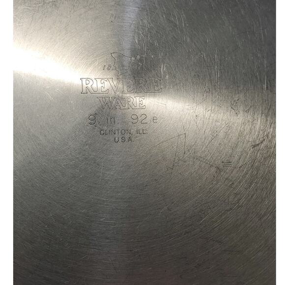 Vintage Revere Ware 1801 Tri-Ply Stainless Steel Disk Bottom 9" Fry Pan No Lid - Picture 7 of 7
